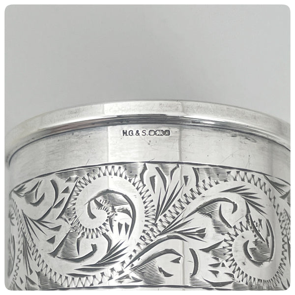 Marks, English Sterling Silver Napkin Ring, Henry Griffith and Son, Limited, Sheffield, 1975 - The Silver Vault of Charleston