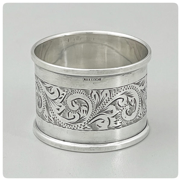 Back, English Sterling Silver Napkin Ring, Henry Griffith and Son, Limited, Sheffield, 1975 - The Silver Vault of Charleston