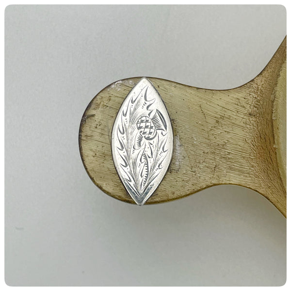 Lug or handle detail, Scottish Sterling Silver and Horn Quaich, William Dunningham and Company, Edinburgh, 1904-1905 - The Silver Vault of Charleston