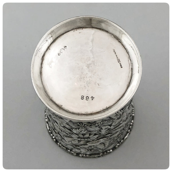 Sterling Silver Tumbler in "Baltimore Rose", Schofield Company, Baltimore, MD, Early 20th Century - The Silver Vault of Charleston