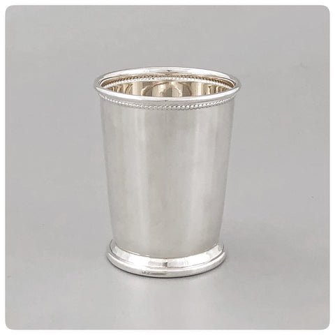 Sterling Silver Mint Julep Cup with Beaded Trim, Empire Silver Company, Brooklyn, NY, New - The Silver Vault of Charleston