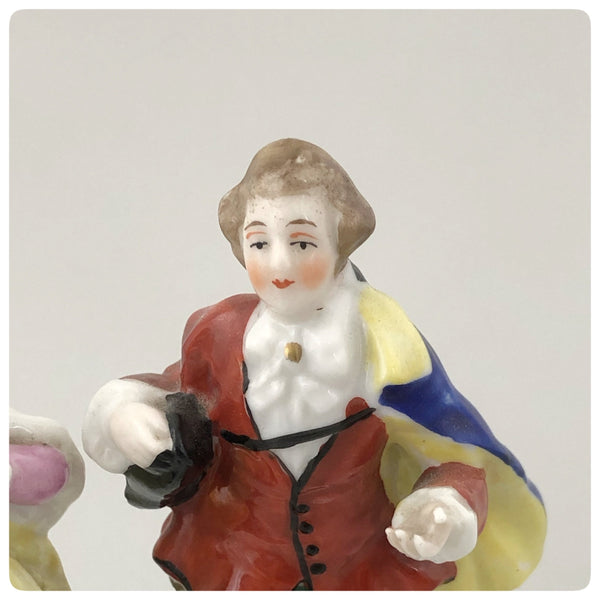 German Porcelain Figurine of a Lady and Gentleman, Porzellanfabrik Alfred Voight A. G., Sitzendorf, Early 20th Century - The Silver Vault of Charleston