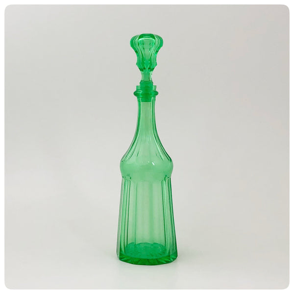 Green Paneled Glass Decanter with Stopper, 19th Century - The Silver Vault of Charleston