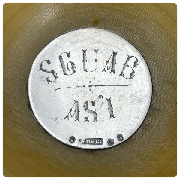 Engraving, Scottish Sterling Silver and Horn Quaich, William Dunningham and Company, Edinburgh, 1904-1905 - The Silver Vault of Charleston