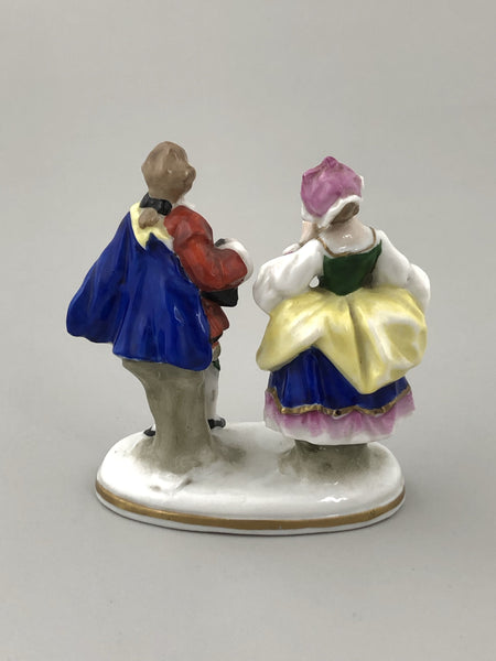 German Porcelain Figurine of a Lady and Gentleman, Porzellanfabrik Alfred Voight A. G., Sitzendorf, Early 20th Century - The Silver Vault of Charleston