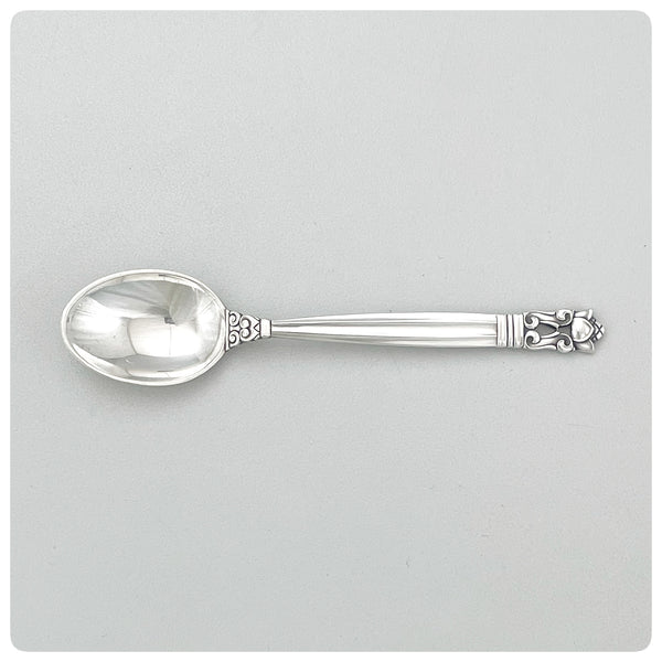 Sterling Silver Set of Six Mocha Spoons in "Acorn", Georg Jensen Silversmiths Limited, Copenhagen, Patented 1915