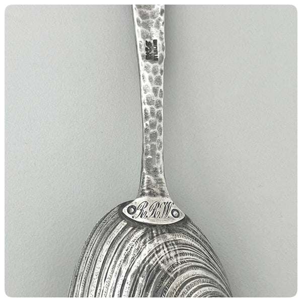 Engraving, Sterling Silver and Vermeil Preserve Spoon in "Hizen", Gorham Manufacturing Company, Provincetown, RI, Patented 1880 - The Silver Vault of Charleston