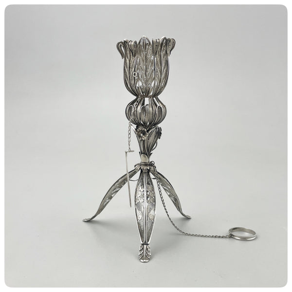 Continental Solid Silver Filigree Tussie Mussie, Mid 19th Century