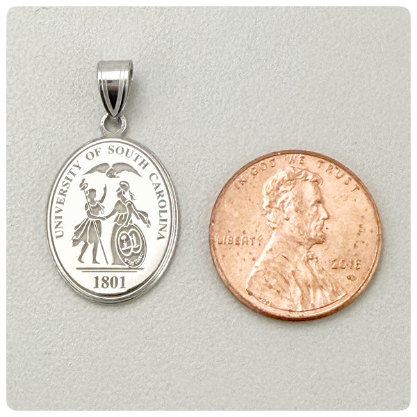 Size, Sterling Silver Pendant, University of South Carolina Seal, New - The Silver Vault of Charleston