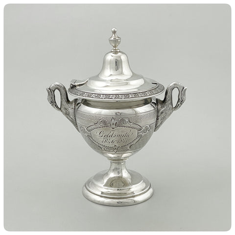 Coin Silver and Gilt Mustard Pot, John Lawson Westervelt, Newburgh, NY, Circa 1871 - The Silver Vault of Charleston