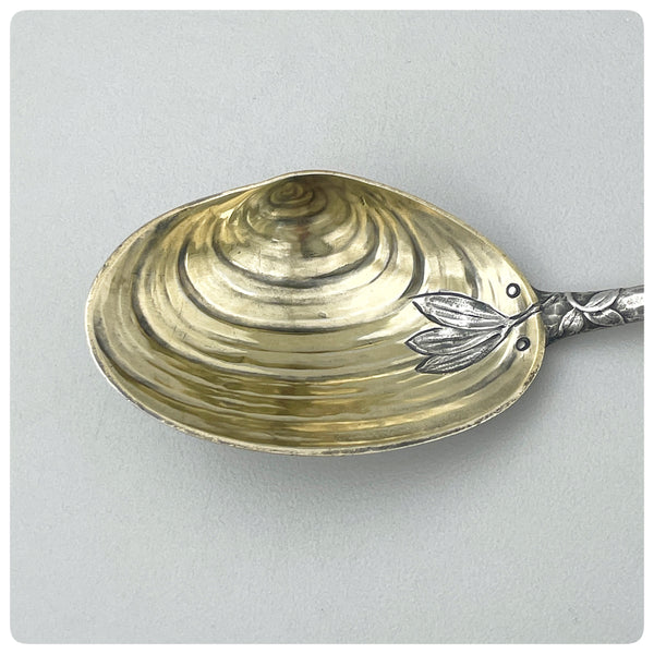 Bowl, Sterling Silver and Vermeil Preserve Spoon in "Hizen", Gorham Manufacturing Company, Provincetown, RI, Patented 1880 - The Silver Vault of Charleston