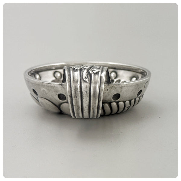First Standard (950/1000) Solid Silver Wine Taster / Tastevin with Embossed Strap Handle, Paris, Circa 1878