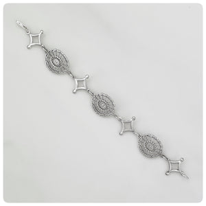 Sterling Silver Filigree Link Bracelet, "Daughters of the American Revolution" Collection, G2 Silver, Charleston, SC, New - The Silver Vault of Charleston