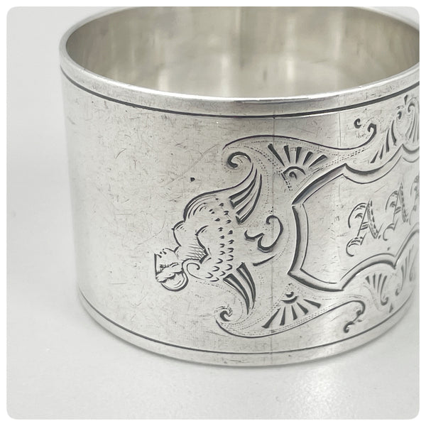 Coin Silver Napkin Ring with Brightcut Engraving, Circa 1860