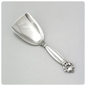 Danish Sterling Silver Sugar Shovel in "Acorn", Georg Jensen, Copenhagen, Patented 1915 - The Silver Vault of Charleston