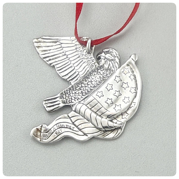 Back, American Sterling Silver Ornament, American Eagle, Hand & Hammer, Woodbridge, VA, 2001 - The Silver Vault of Charleston