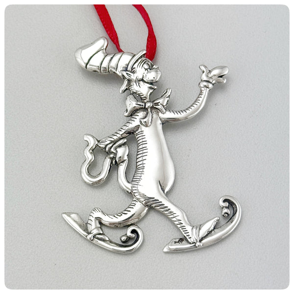 American Sterling Silver Handwrought Ornament, Dr. Seuss's Cat in the Hat, Hand & Hammer, Woodbridge, VA, 2001 - The Silver Vault of Charleston