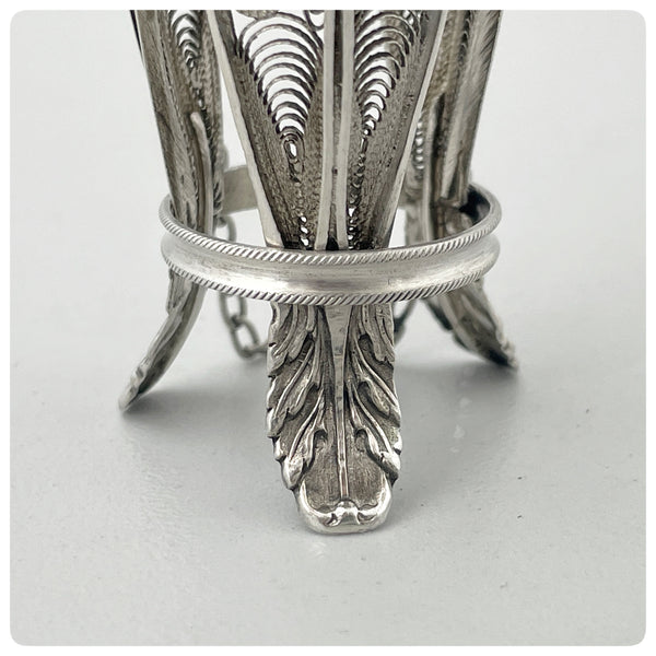 Continental Solid Silver Filigree Tussie Mussie, Mid 19th Century