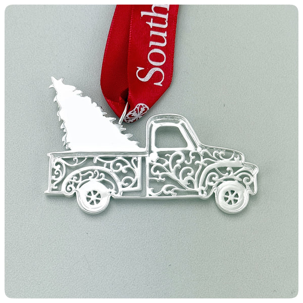 Back, Silverplate Ornament, "Tree & Truck" Southern Gates Collection, The Cargo Hold, Charleston, SC, 2026 - The Silver Vault of Charleston