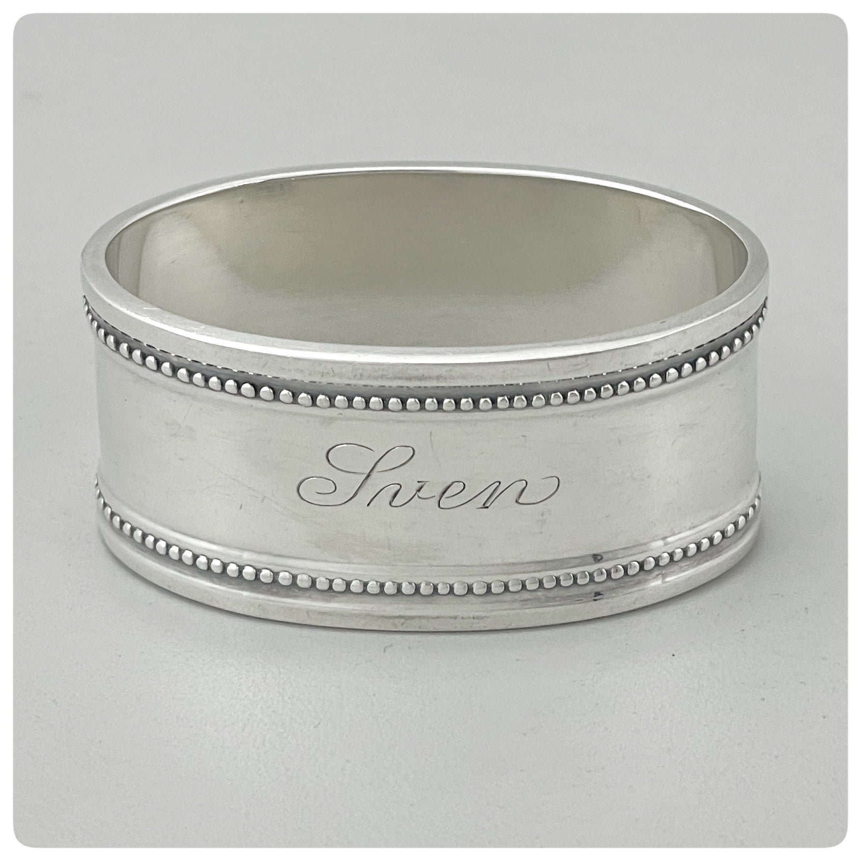 Danish 830/1000 Standard Solid Silver Oval Napkin Ring, Svend Toxvaerd, Copenhagen, Circa 1946 - The Silver Vault of Charleston