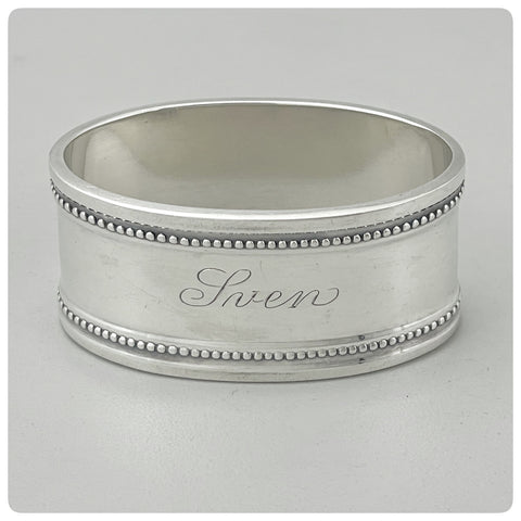 Danish 830/1000 Standard Solid Silver Oval Napkin Ring, Svend Toxvaerd, Copenhagen, Circa 1946 - The Silver Vault of Charleston