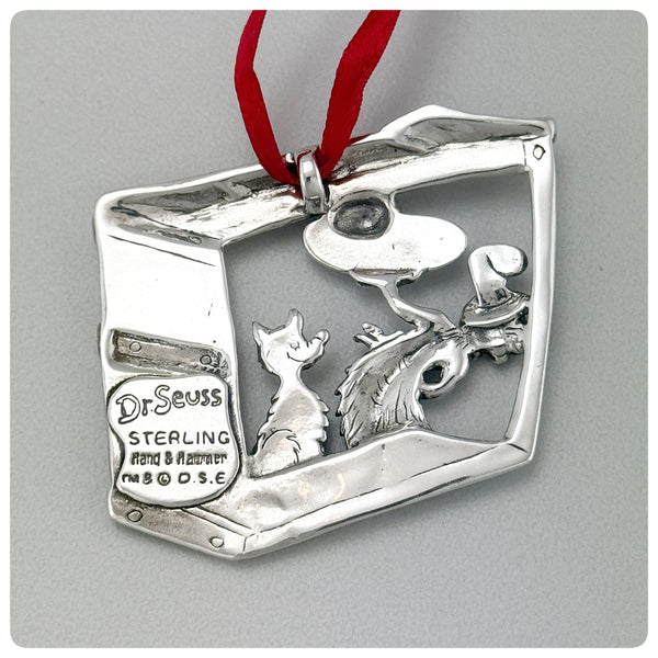Back, American Sterling Silver Handwrought Ornament, Dr. Seuss's Green Eggs & Ham, Hand & Hammer, Woodbridge, VA, 2001 - The Silver Vault of Charleston