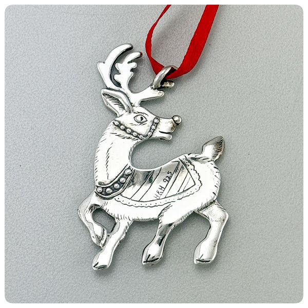 Back, American Sterling Silver Handwrought Ornament, Reindeer, Hand & Hammer, Woodbridge, VA, Circa 2002 - The Silver Vault of Charleston
