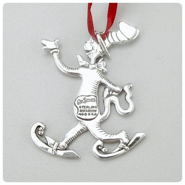 Back, American Sterling Silver Handwrought Ornament, Dr. Seuss's Cat in the Hat, Hand & Hammer, Woodbridge, VA, 2001 - The Silver Vault of Charleston