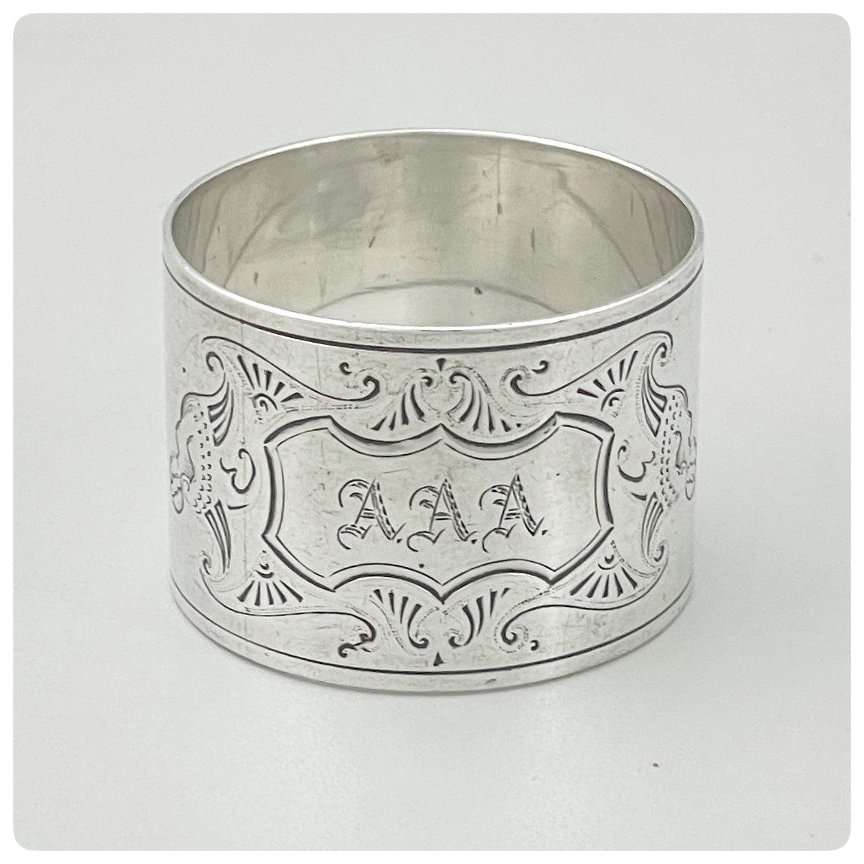 Coin Silver Napkin Ring with Brightcut Engraving, Circa 1860