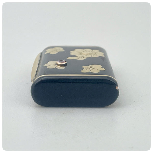 Vermeil, Silver, Black Enamel  and Ruby Pill Box, Van Cleef & Arpels, Paris, Circa 1930