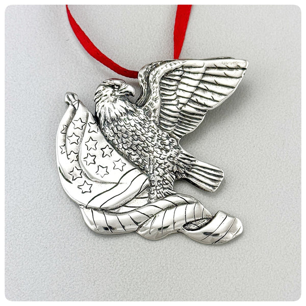 American Sterling Silver Ornament, American Eagle, Hand & Hammer, Woodbridge, VA, 2001 - The Silver Vault of Charleston