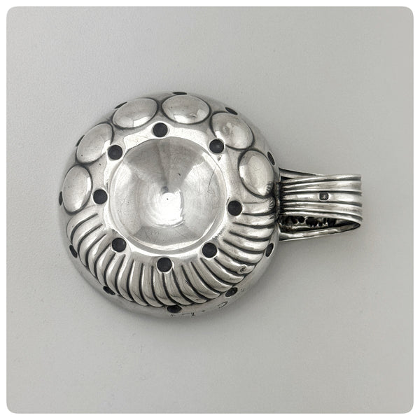 First Standard (950/1000) Solid Silver Wine Taster / Tastevin with Embossed Strap Handle, Paris, Circa 1878