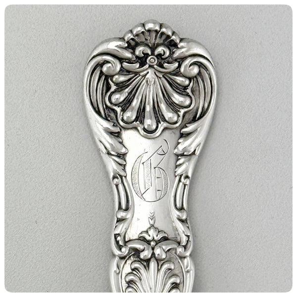 Engraving, Sterling Silver Crumber in "King George", Gorham Manufacturing Company, Providence, RI, Patented 1894 - The Silver Vault of Charleston