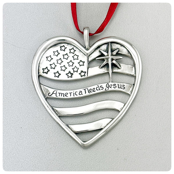 American Sterling Silver Handwrought Ornament, The Heart of Christmas, Hand & Hammer, Woodbridge, VA, 2001 - The Silver Vault of Charleston