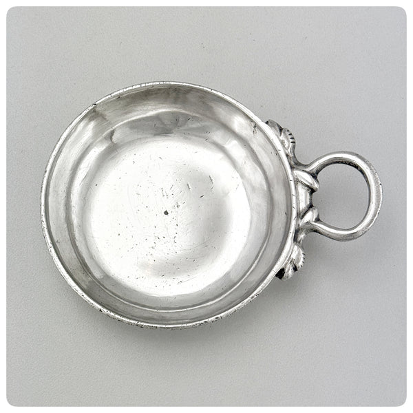 Top, French 958.33/1000 Standard Solid Silver Wine Taster or Tastevin, Poitiers, 1778 - The Silver Vault of Charleston