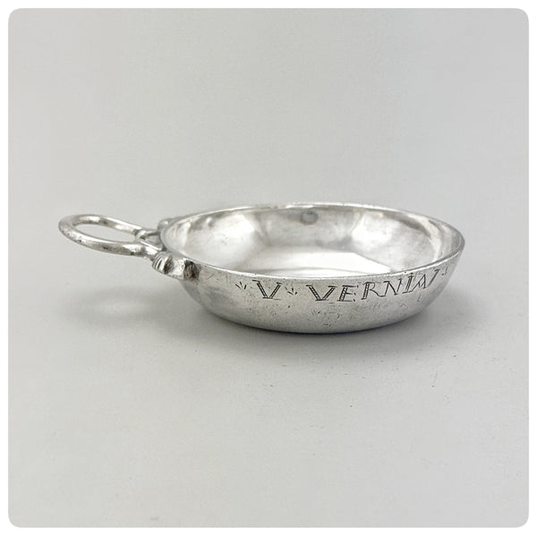 Side, handle left, French 958.33/1000 Standard Solid Silver Wine Taster or Tastevin, Poitiers, 1778,