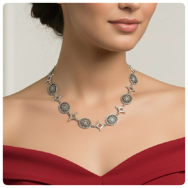 American Sterling Silver Filigree Link Necklace, "Daughters of the American Revolution" Collection, G2 Silver, Charleston, SC, New - The Silver Vault of Charleston