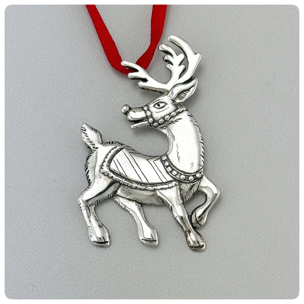 American Sterling Silver Handwrought Ornament, Reindeer, Hand & Hammer, Woodbridge, VA, Circa 2002 - The Silver Vault of Charleston