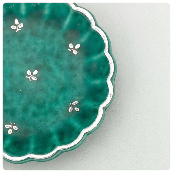 Rim, Swedish Stoneware and Silver Art Pottery Dish, "'Argenta" Series, Wilhelm Kage for Gustavsberg, 1889-1960 - The Silver Vault of Charleston