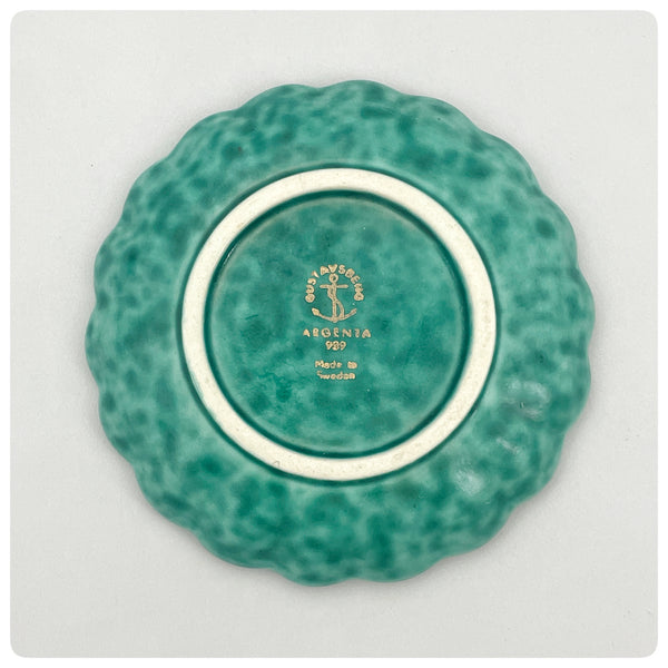 Back, Swedish Stoneware and Silver Art Pottery Dish, "'Argenta" Series, Wilhelm Kage for Gustavsberg, 1889-1960 - The Silver Vault of Charleston