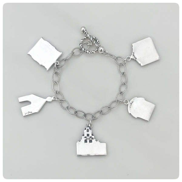 Back, Sterling Silver Bracelet with San Antonio Mission Doorways, G2 Silver, Charleston, SC, New - The Silver Vault of Charleston