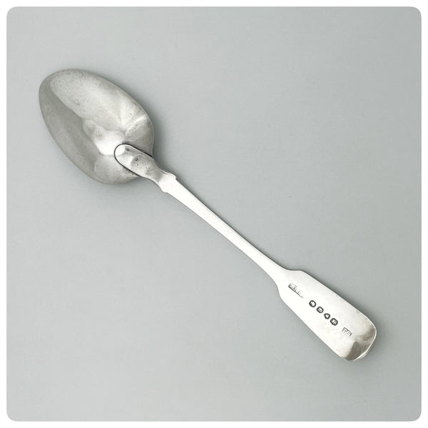 Scottish Sterling Silver Tablespoon, George Jamieson, Aberdeen, 1848-1849. Bottom view, including marks.