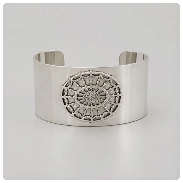 Sterling Silver Solid Cuff Bracelet with Applied Oval Medallion, "Daughters of the American Revolution" Collection, G2 Silver, Charleston, SC, New