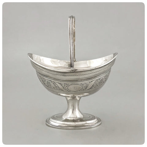 Irish Sterling Silver Sugar Basket, Daniel Egan, Dublin, 1806 - The Silver Vault of Charleston