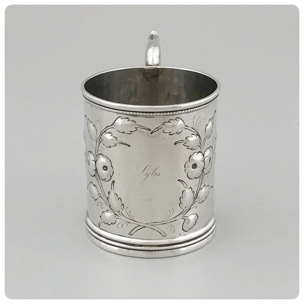 Front View, Coin Silver Handled Cup, Engraved "Lyles", Radcliffe and Guignard, Columbia, SC 1856-1858 - The Silver Vault of Charleston