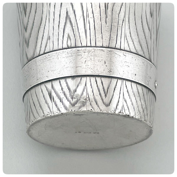 Indentation, German 800/1000 Standard Solid Silver Beaker, Wilhelm Binder, Schwäbisch Gmünd, after 1888 - The Silver Vault of Charleston