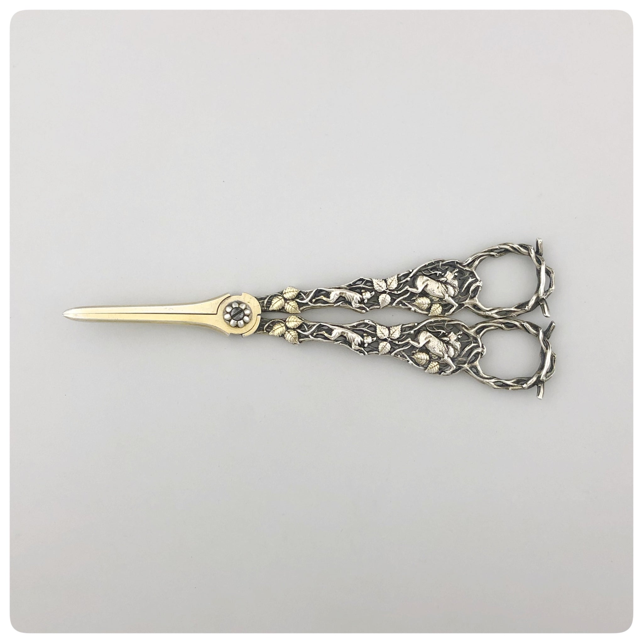 English Sterling Silver and Vermeil Grape Shears, Francis Higgins, London,  1866-1867