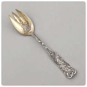 Sterling Silver and Vermeil Ice Cream Fork in "St. Cloud", Gorham Manufacturing Company, Providence, RI, Circa 1890 - The Silver Vault of Charleston
