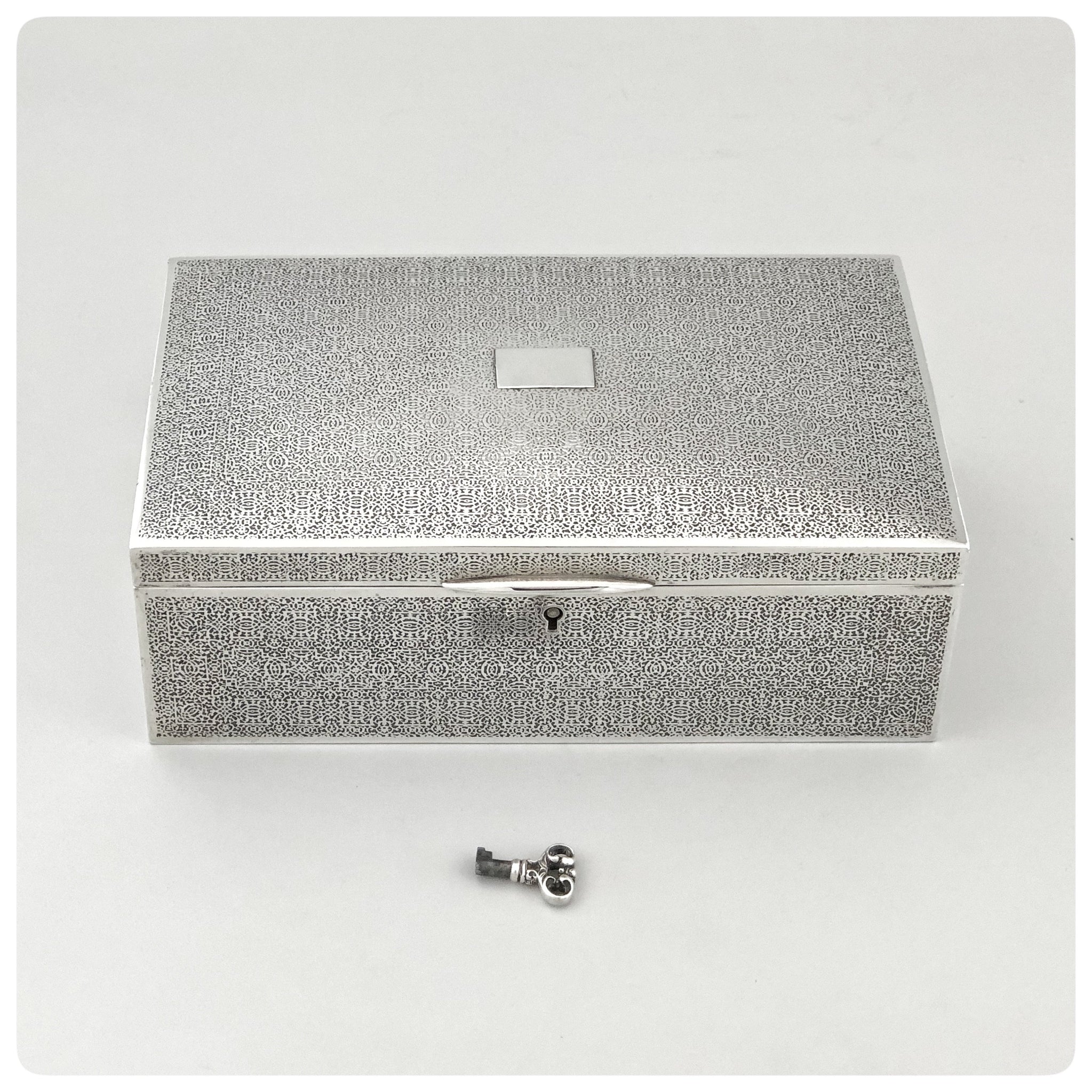 Sterling Silver and Velvet Jewelry Box with Key, Tiffany and Company, New York, NY, 1917-1947 - The Silver Vault of Charleston