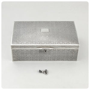 Sterling Silver and Velvet Jewelry Box with Key, Tiffany and Company, New York, NY, 1917-1947 - The Silver Vault of Charleston